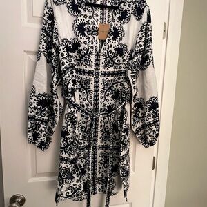 Boden Black and White Patterned Dress